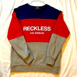 Red gray and blue sweater